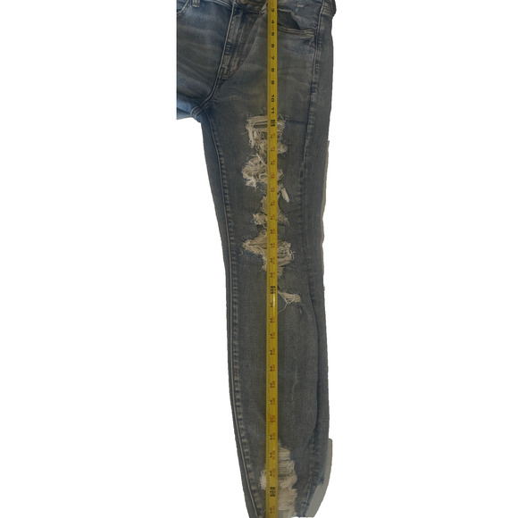 American Eagle Distressed Super Hi Rise Jegging Size 14 Women Indigo Jeans - Picture 6 of 7
